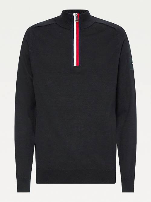 Tommy Hilfiger Signature Half-Zip Jumper Truien Heren Zwart | TH853NOK