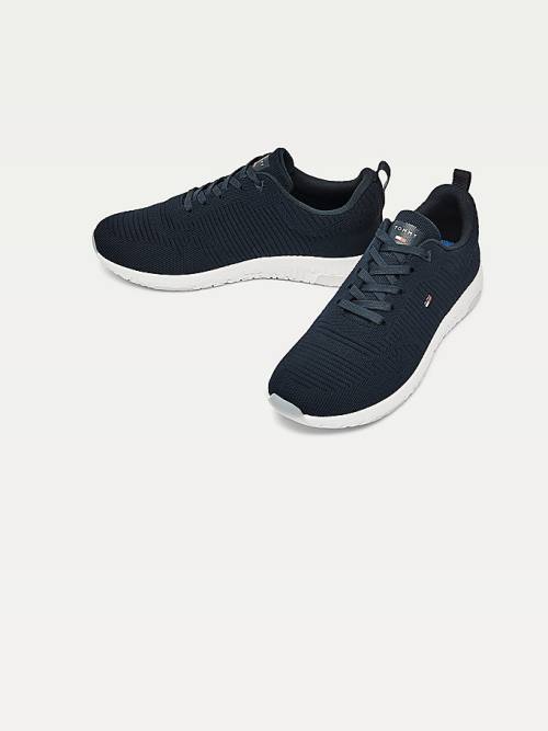 Tommy Hilfiger Signature Knitted Sneakers Heren Blauw | TH317TCS