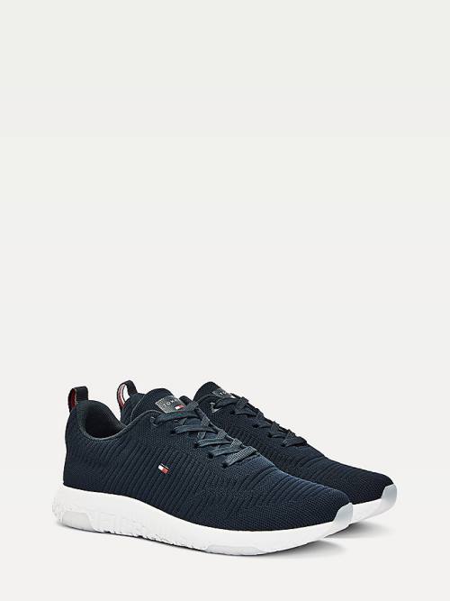 Tommy Hilfiger Signature Knitted Sneakers Heren Blauw | TH317TCS