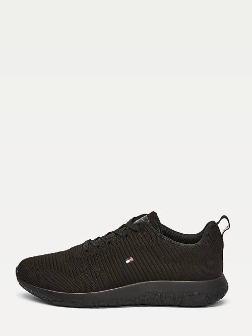 Tommy Hilfiger Signature Knitted Sneakers Heren Zwart | TH639CKS