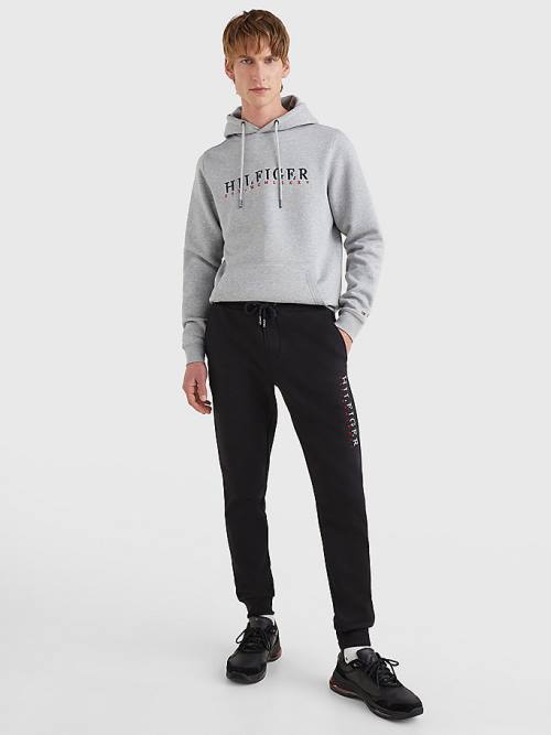 Tommy Hilfiger Signature Leg Logo Joggers Broek Heren Zwart | TH860OIC