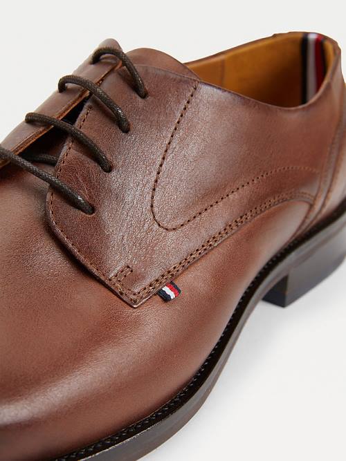 Tommy Hilfiger Signature Leren Derby Formele Schoenen Heren Bruin | TH057NOB