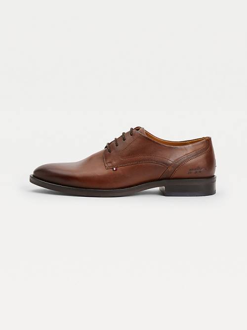 Tommy Hilfiger Signature Leren Derby Formele Schoenen Heren Bruin | TH057NOB