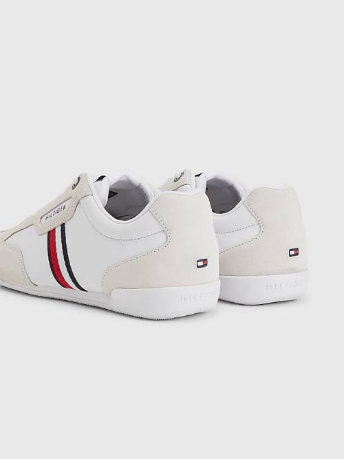 Tommy Hilfiger Signature Leren Mix Cupsole Sneakers Heren Wit | TH093YKW