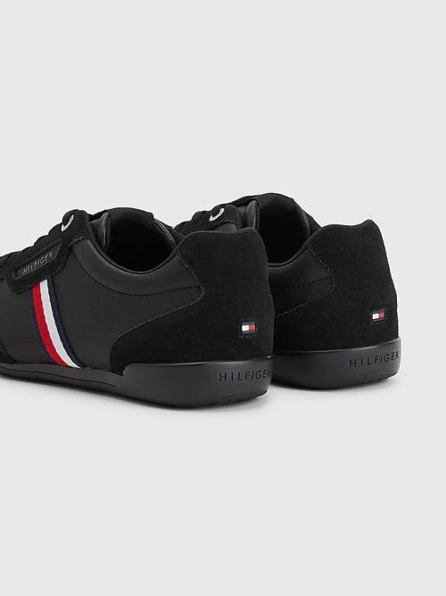 Tommy Hilfiger Signature Leren Mix Cupsole Sneakers Heren Zwart | TH102UQF