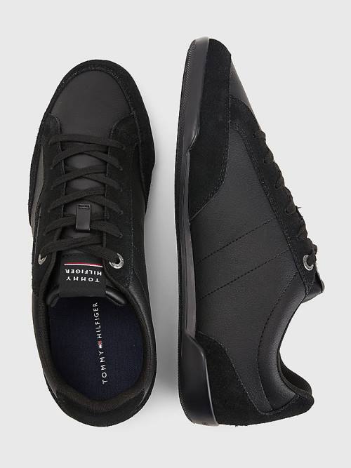 Tommy Hilfiger Signature Leren Mix Cupsole Sneakers Heren Zwart | TH102UQF