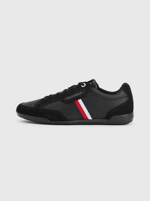 Tommy Hilfiger Signature Leren Mix Cupsole Sneakers Heren Zwart | TH102UQF