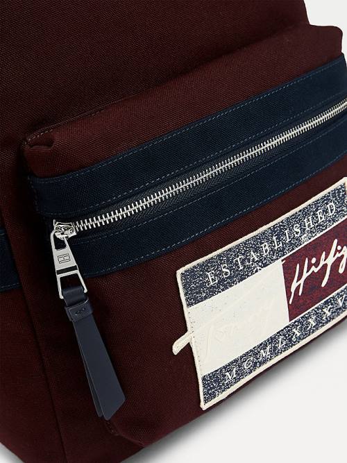 Tommy Hilfiger Signature Logo Backpack Tassen Heren Rood | TH498ANE