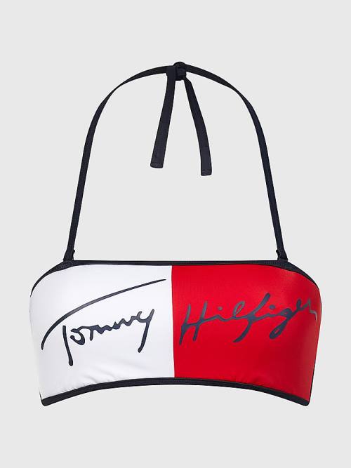 Tommy Hilfiger Signature Logo Bandeau Bikini Top Zwemkleding Dames Blauw | TH013THO