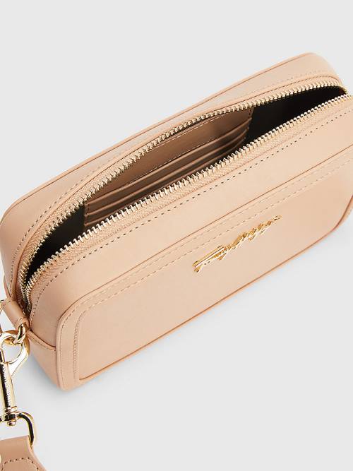 Tommy Hilfiger Signature Logo Camera Tassen Dames Beige | TH125XOA