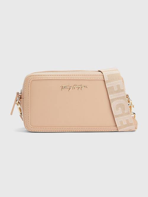 Tommy Hilfiger Signature Logo Camera Tassen Dames Beige | TH125XOA