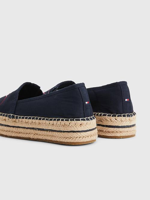 Tommy Hilfiger Signature Logo Espadrilles Loafers Dames Blauw | TH207OFL