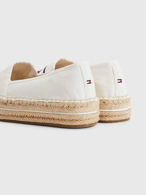 Tommy Hilfiger Signature Logo Espadrilles Loafers Dames Wit | TH437ZBS