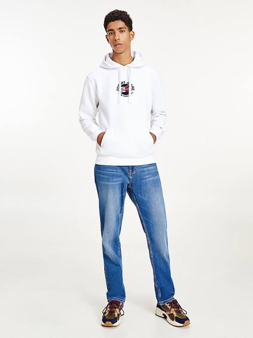 Tommy Hilfiger Signature Logo Hoodie Heren Wit | TH159QHF