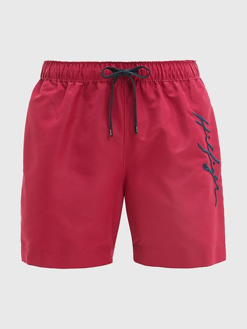 Tommy Hilfiger Signature Logo Mid Length Shorts Zwemkleding Heren Roze | TH126LIX