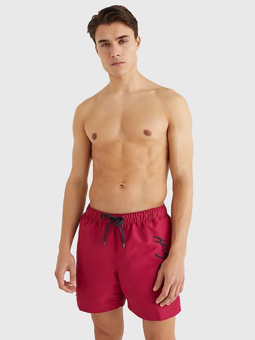 Tommy Hilfiger Signature Logo Mid Length Shorts Zwemkleding Heren Roze | TH126LIX