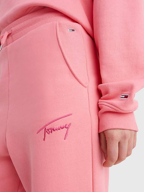 Tommy Hilfiger Signature Logo Recycled Jersey Joggers Broek Dames Roze | TH483GBJ