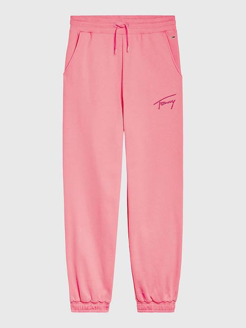 Tommy Hilfiger Signature Logo Recycled Jersey Joggers Broek Dames Roze | TH483GBJ