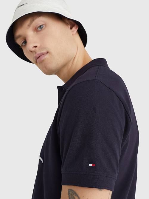 Tommy Hilfiger Signature Logo Regular Fit Poloshirt Heren Blauw | TH710MLJ