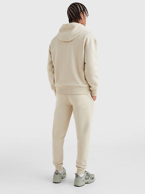 Tommy Hilfiger Signature Logo Relaxed Fit Hoodie Heren Beige | TH156ZEN