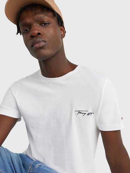 Tommy Hilfiger Signature Logo T-shirts Heren Wit | TH294SYM