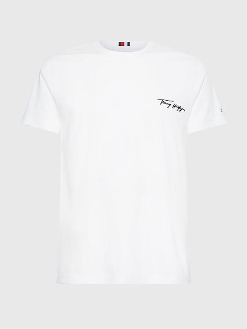 Tommy Hilfiger Signature Logo T-shirts Heren Wit | TH294SYM