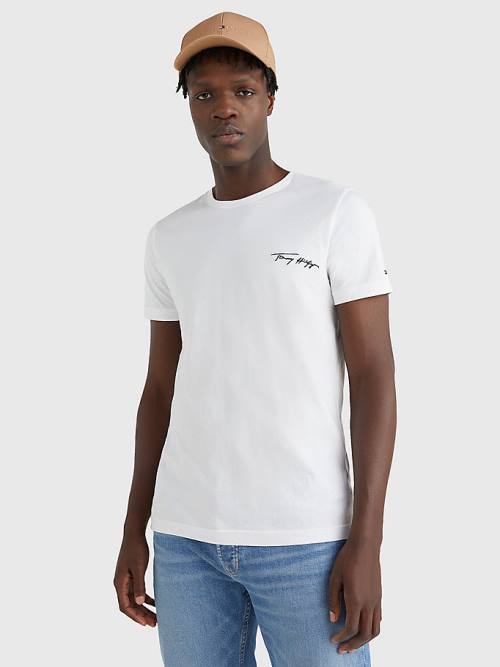 Tommy Hilfiger Signature Logo T-shirts Heren Wit | TH294SYM