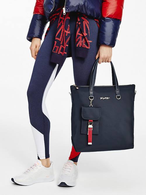 Tommy Hilfiger Signature Logo Tote Tassen Dames Blauw | TH493TKX