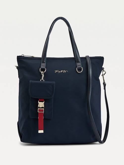 Tommy Hilfiger Signature Logo Tote Tassen Dames Blauw | TH493TKX