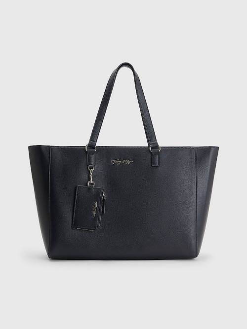 Tommy Hilfiger Signature Logo Tote Tassen Dames Blauw | TH506ZGD