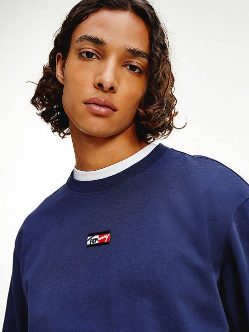 Tommy Hilfiger Signature Long Sleeve T-shirts Heren Blauw | TH259GUQ