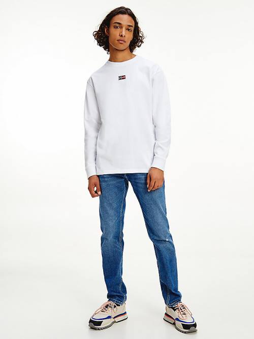 Tommy Hilfiger Signature Long Sleeve T-shirts Heren Wit | TH741SEI