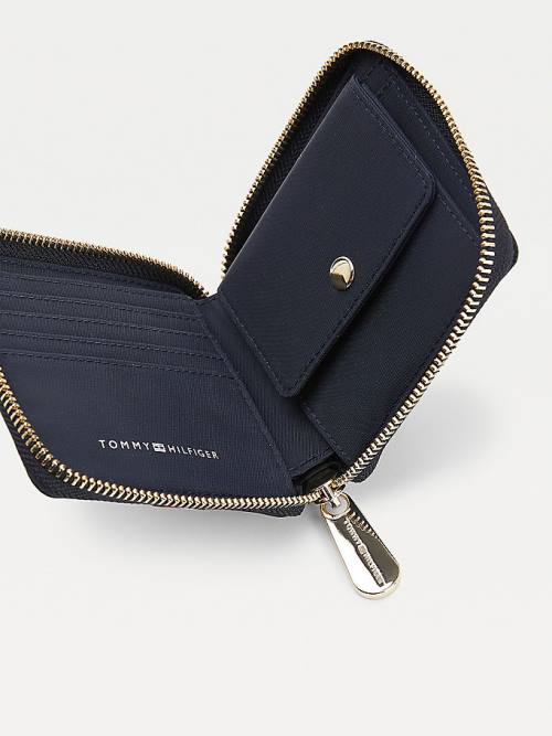 Tommy Hilfiger Signature Medium Zip Around Portefeuille Dames Blauw | TH035HWO