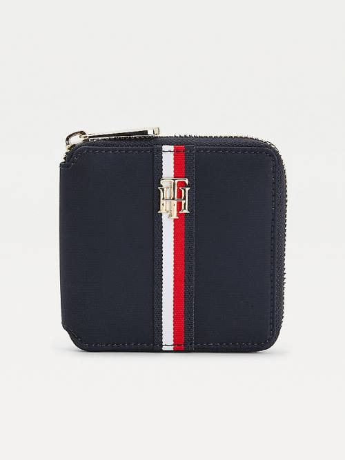 Tommy Hilfiger Signature Medium Zip Around Portefeuille Dames Blauw | TH035HWO