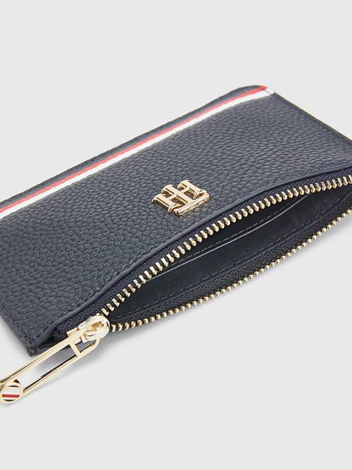 Tommy Hilfiger Signature Monogram Card Holder Portefeuille Dames Blauw | TH082PRB