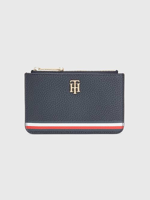 Tommy Hilfiger Signature Monogram Card Holder Portefeuille Dames Blauw | TH082PRB