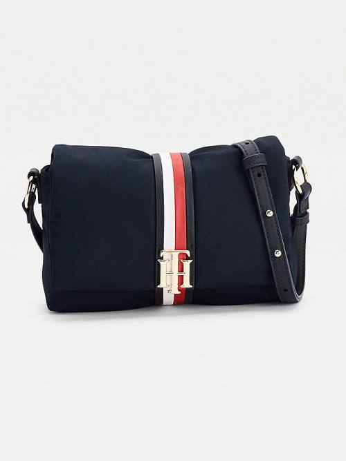 Tommy Hilfiger Signature Monogram Lock Crossover Tassen Dames Blauw | TH284WUS