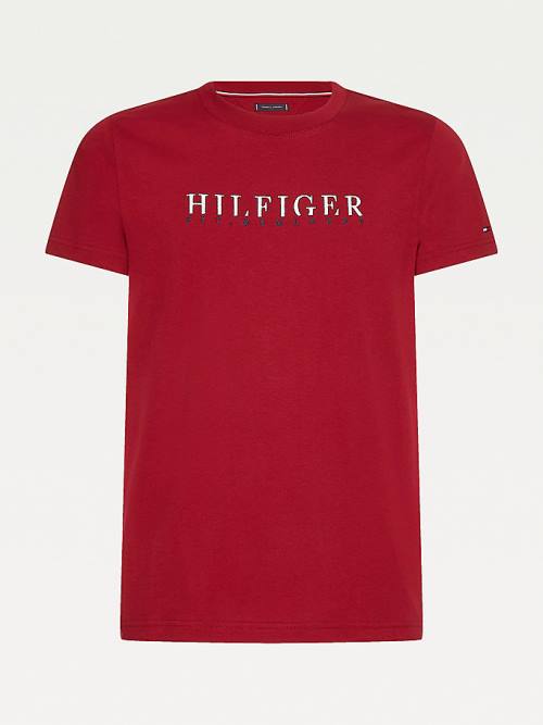 Tommy Hilfiger Signature Organic Katoenen Graphic Logo T-shirts Heren Rood | TH605QTC