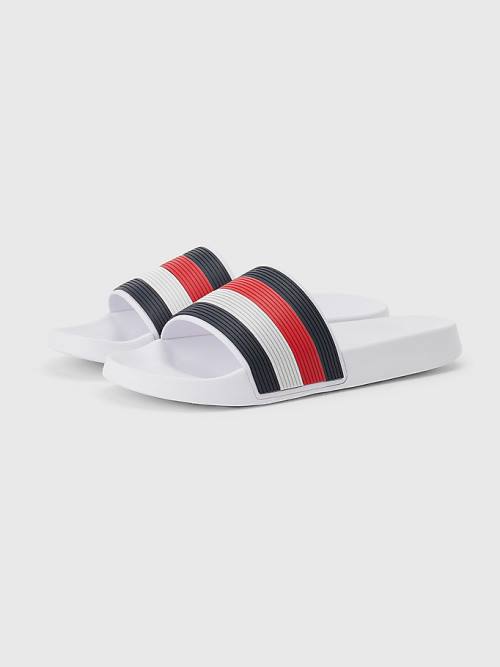 Tommy Hilfiger Signature Pool Slides Sandalen Heren Blauw | TH268RJK