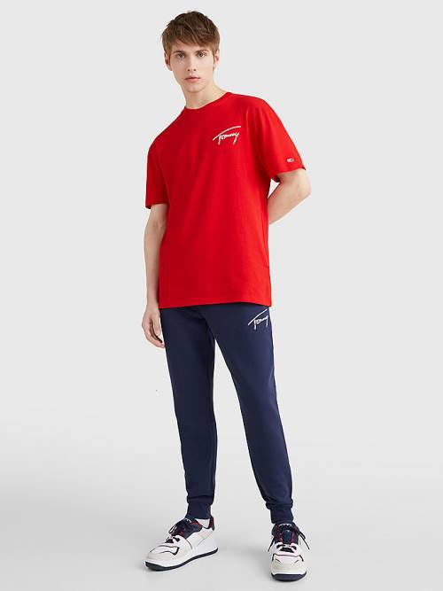 Tommy Hilfiger Signature Recycled Katoenen T-shirts Heren Rood | TH173DWT