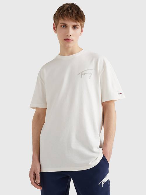 Tommy Hilfiger Signature Recycled Katoenen T-shirts Heren Wit | TH268CWG