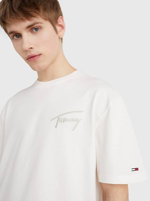 Tommy Hilfiger Signature Recycled Katoenen T-shirts Heren Wit | TH268CWG