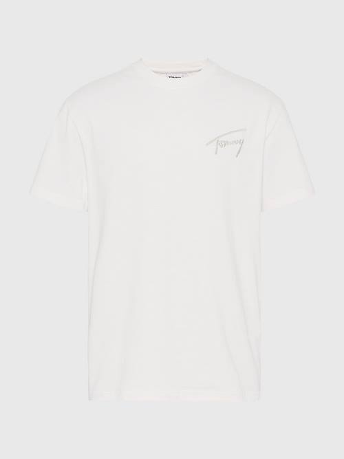 Tommy Hilfiger Signature Recycled Katoenen T-shirts Heren Wit | TH268CWG