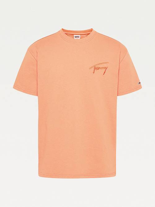 Tommy Hilfiger Signature Recycled Katoenen T-shirts Heren Bruin | TH513JWD