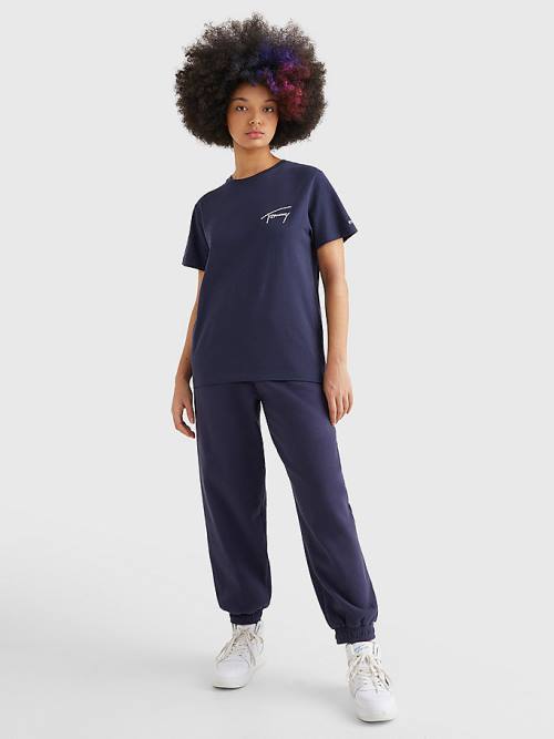 Tommy Hilfiger Signature Relaxed Fit T-shirts Dames Blauw | TH846MFK