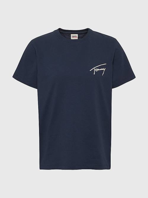 Tommy Hilfiger Signature Relaxed Fit T-shirts Dames Blauw | TH846MFK