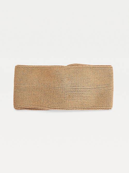 Tommy Hilfiger Signature Rib Knit Twist Headband Hoeden Dames Beige | TH901VEP