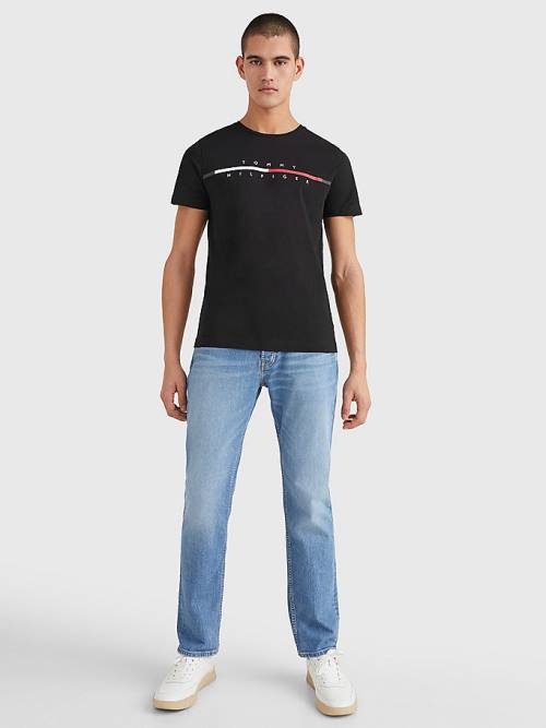 Tommy Hilfiger Signature Split Logo T-shirts Heren Zwart | TH074EAC