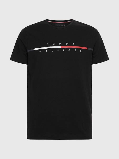 Tommy Hilfiger Signature Split Logo T-shirts Heren Zwart | TH074EAC