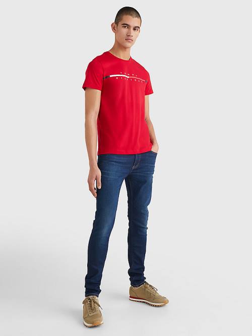 Tommy Hilfiger Signature Split Logo T-shirts Heren Rood | TH896WOB